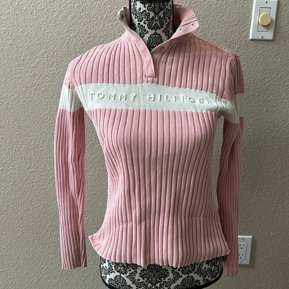 Tommy Hilfiger Pink Button Turtleneck Sweater - Size S/P - Picture 1 of 7